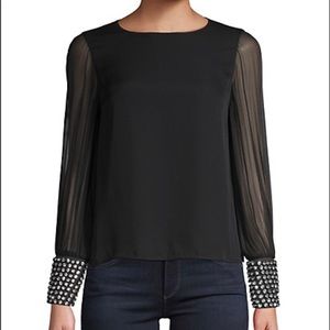 Alice + Olivia Crystal Embellished Silk Blouse XS